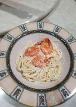 Spaghetti carbonara udang