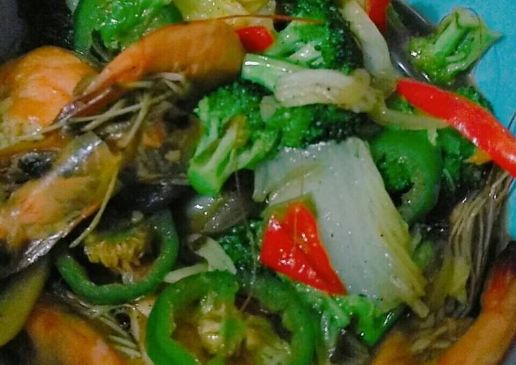 resep masakan Tumis brokoli,sawi,udang