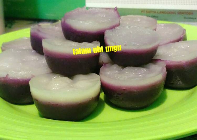 cara membuat Talam ubi ungu