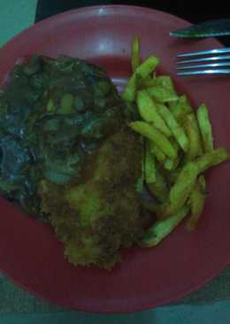 Steak ayam keju mushroom sauce