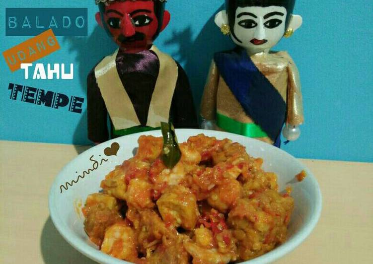 cara membuat Balado udang tahu tempe