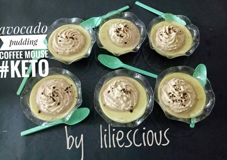 bahan dan cara membuat Avocado pudding coffee mouse #keto