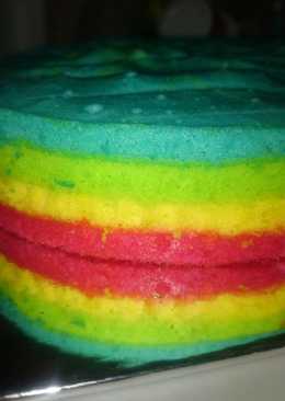 Rainbow cake kukus 2 telur