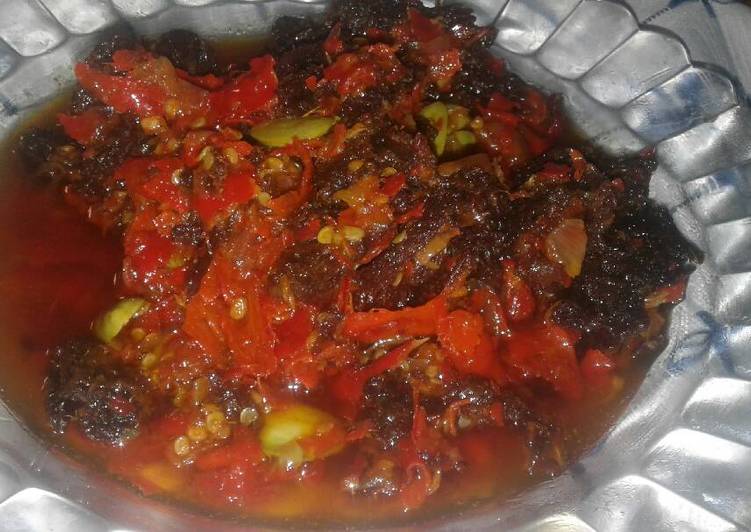 resep Dendeng+petai balado khas minang(badaruak)