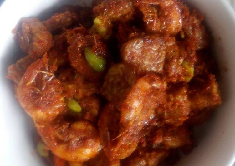 bahan dan cara membuat Sambel #Udang #Tempe #Pete by Miranda