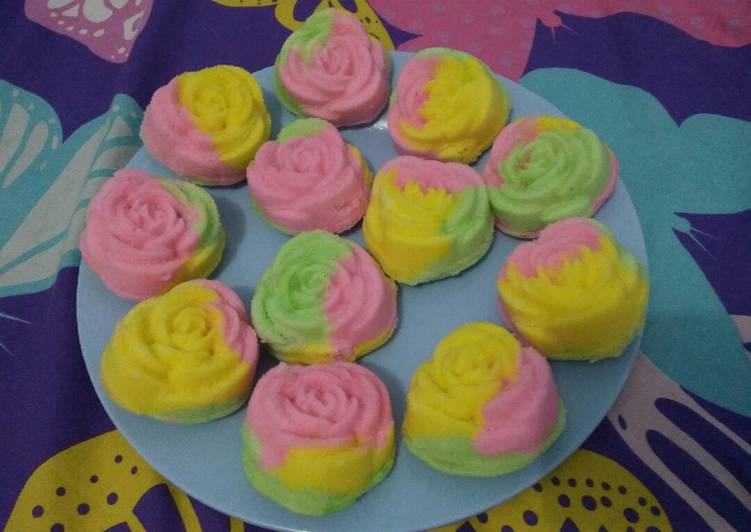 resep Bolu Mawar Rainbow Kukus