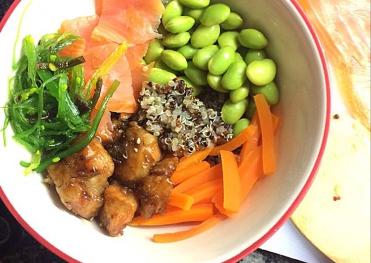 resep masakan Hawaiian Poke Bowl w/ Quinoa & Salmon Teriyaki (mpasi >1th)