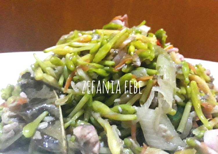 resep makanan Bunga Pepaya Tumis Cumi Asin Teri medan