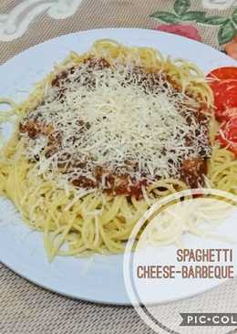 Spaghetti cheese-barbeque sauce