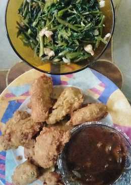 Ayam lada saus lada hitam + oseng kangkung