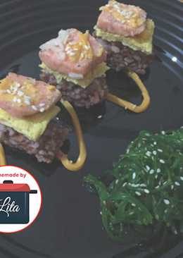 Salmon telur nasi merah (sushi ala-ala) #homemadebylita