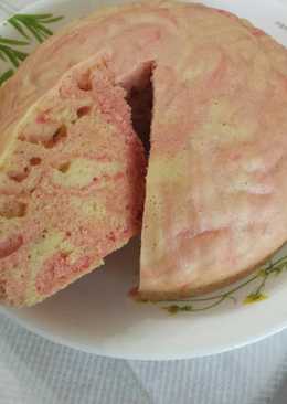 Bolu kukus zebra merah putih (no mixer)