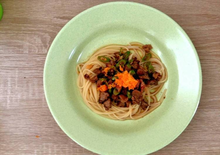 resep lengkap untuk Spaghetti saos ati (MPASI 1y+)