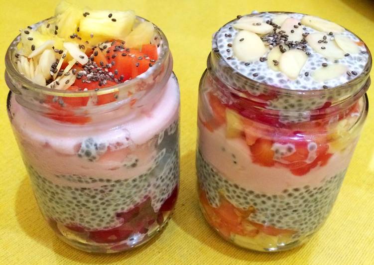 cara membuat Tropical fruit Chia seed Pudding