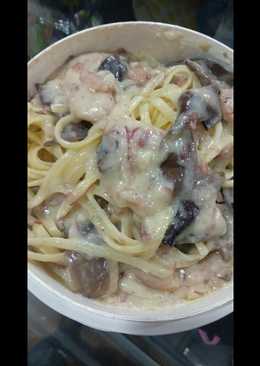 Fetucini carbonara bahan seadanya