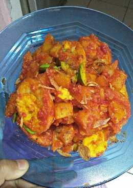 Balado kentang telur pete