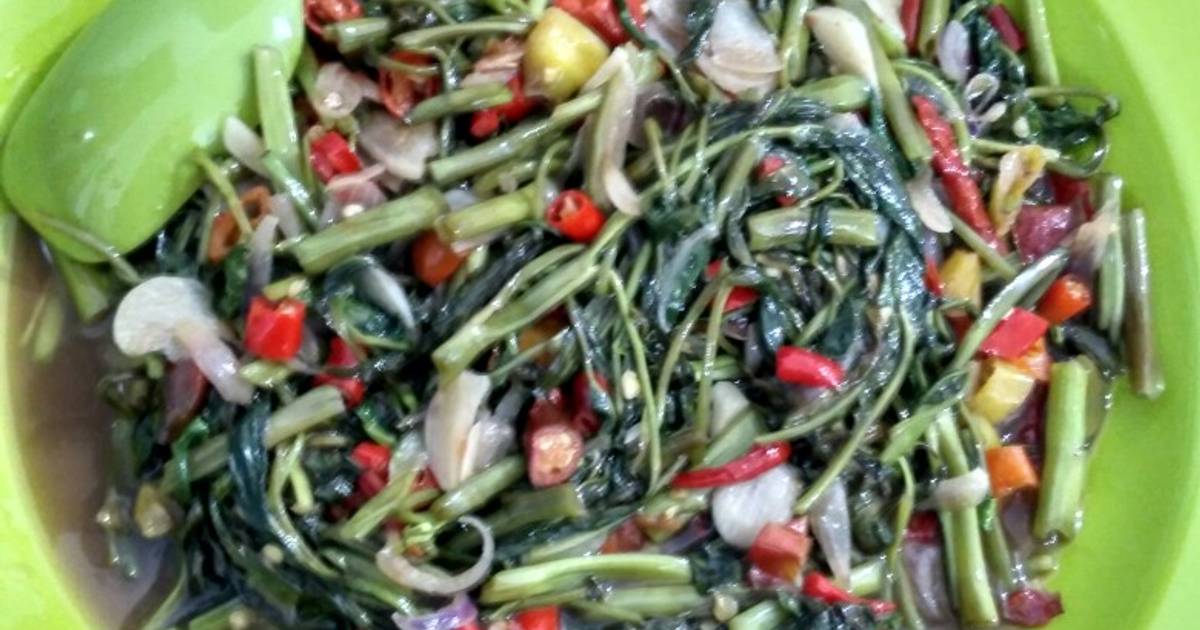 744 resep tumis kangkung terasi pedas enak dan sederhana 