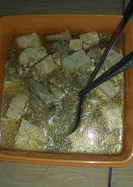 Ayam suwir tahu rebus