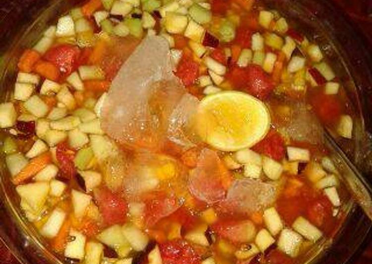 resep lengkap untuk Es buah Mix (bener2 100persen buah tampah campuran nutrijell) :D