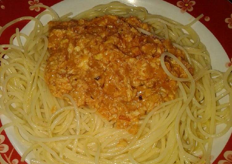 resep masakan Spaghetti Egg Bolognese kesukaan Anas ??