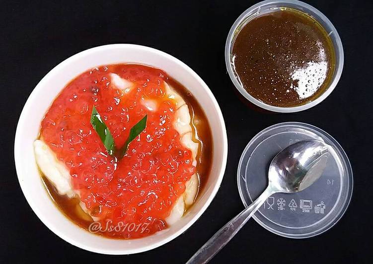 Resep Bubur sumsum mutiara saus gula merah #pr_olahantepungberas