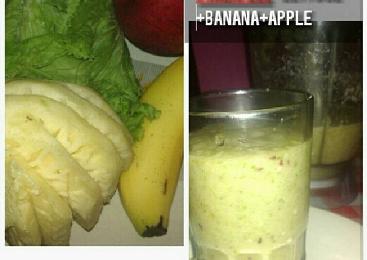 gambar untuk cara membuat Smoothies Nanas Pisang Apel Selada