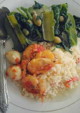 Nasi Campur (Udang Sambal dan Rebusan)
