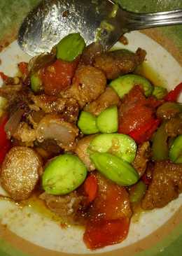 Ikan asin cucut pete pedas