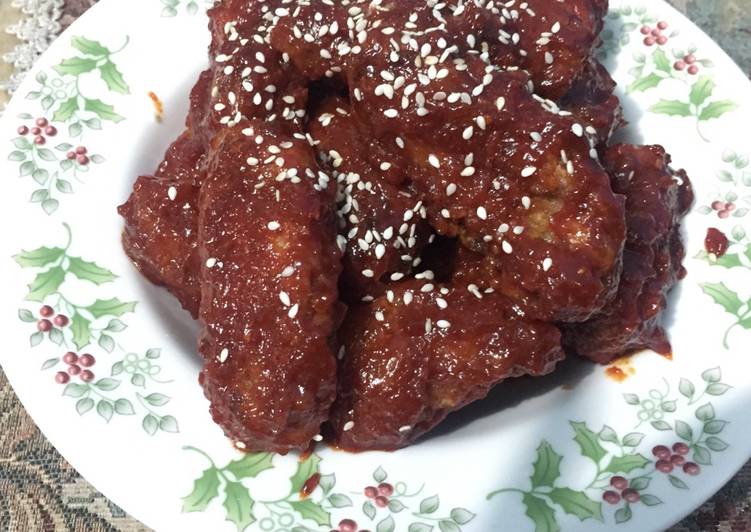 resep lengkap untuk Korean Spicy Fried Chicken