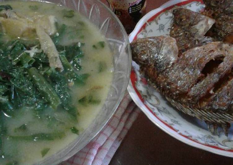 cara membuat Sayur santan daun singkong versi anak kecil no cabe