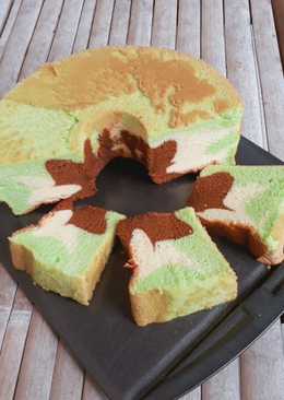 Chiffon cake 3 rasa vanila coklat pandan