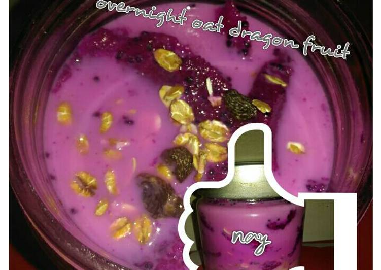 resep Overnight Oat Red Dragon Fruit