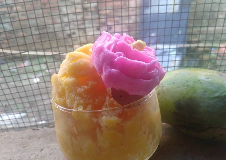 bahan dan cara membuat Ice cream mangga