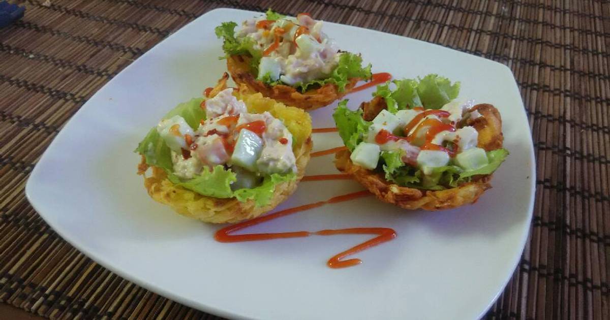  Resep  cassava cup  salad  tuna mayo singkong cup  salad  tuna 