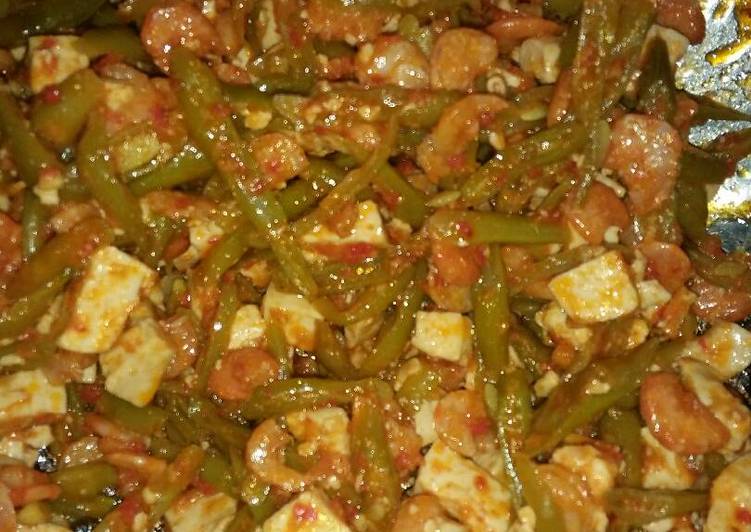 resep lengkap untuk Tumis udang buncis+tahu