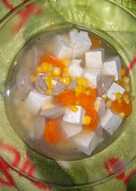 Sop Tahu Bakso dengan wortel jagung