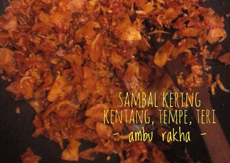 resep lengkap untuk Sambal Kering Kentang, Tempe, Teri Nasi