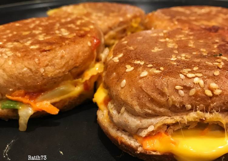 resep makanan Thousand Island Salad in Cheese Burger Bekal Anak