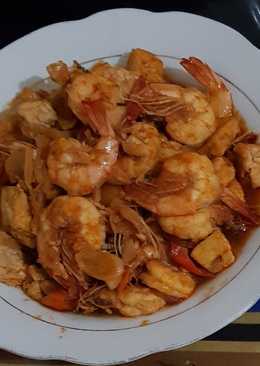 Tumis udang tahu