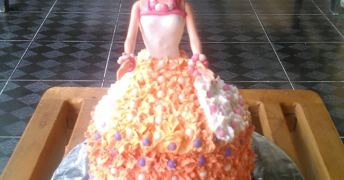 Resep Barbie dolls cake base cake rainbow cake ny.liem