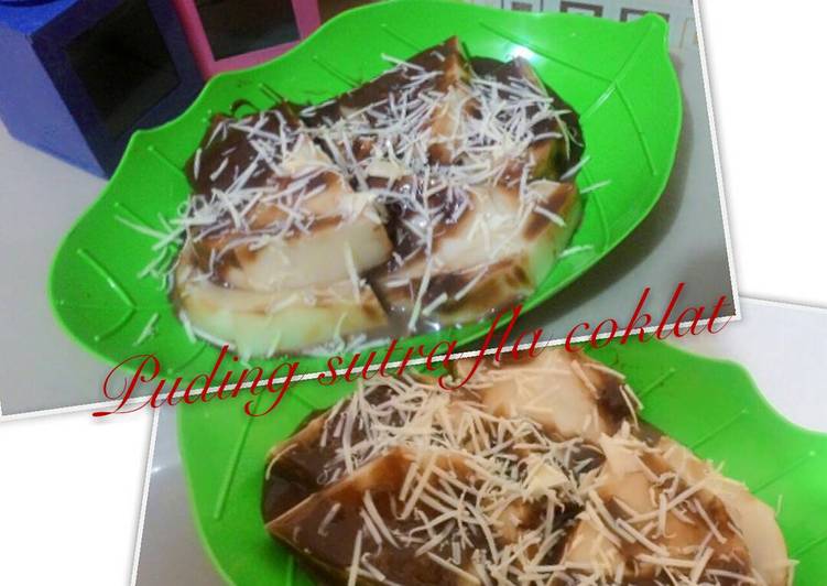 resep lengkap untuk Puding sutra fla coklat ????