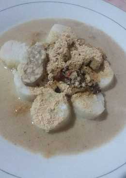 Lontong sayur tempe mix kacang lotho (tolo) tabur bubuk kedelai