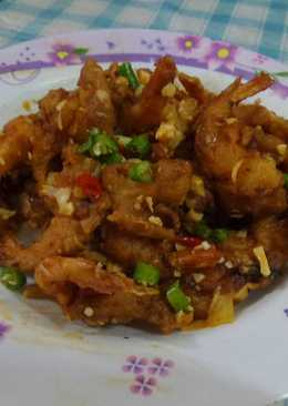 Udang saos telur asin pedas praktis