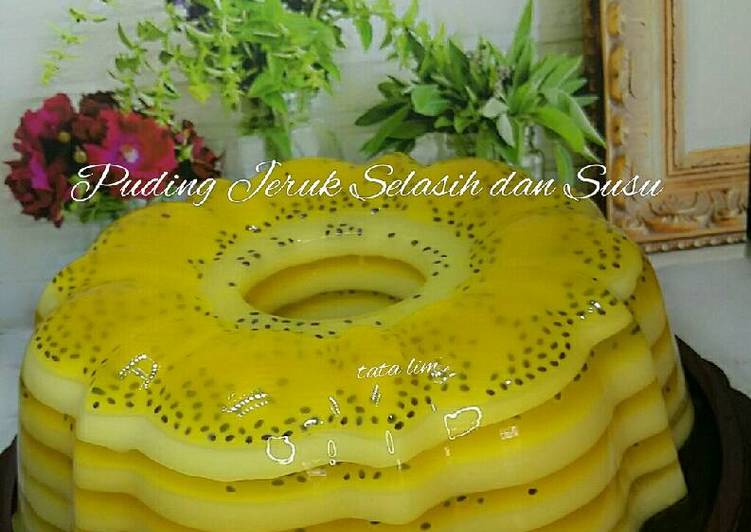 resep makanan Puding Jeruk Selasih dan Susu