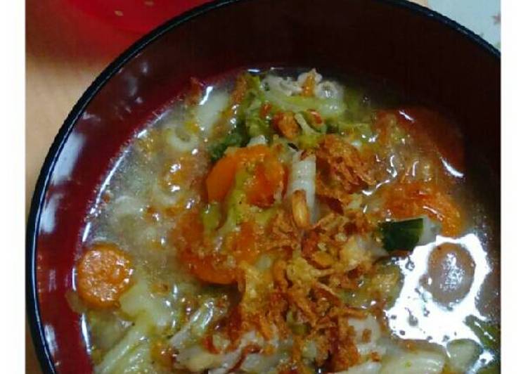 bahan dan cara membuat Sayur Sop Ayam + Cekernya (recook modif) (????)