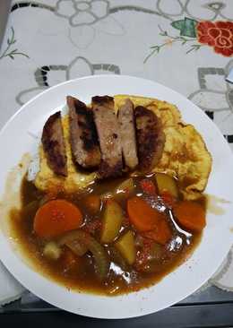 Japanese Curry Rice with Burger