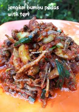 Jengkol bumbu pedas with teri