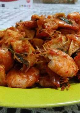 Udang Balado Asam Pedas Manis Campur Kentang