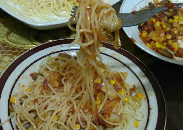 resep makanan Pasta La Fonte (spaghetti) saos BBQ ala Mrs Bam