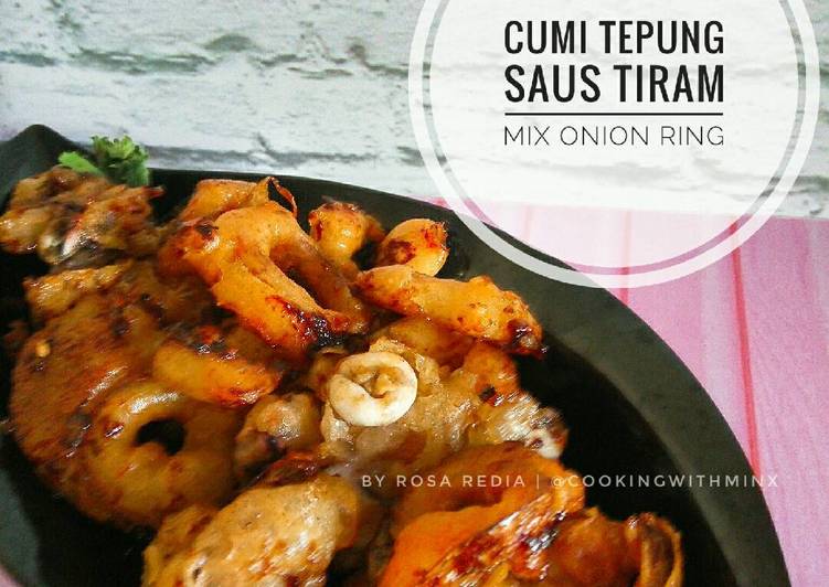 bahan dan cara membuat Cumi Mix Onion Ring Saus Tiram